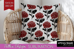 Scandi Flowers Pillow Sublimation - Scandinavian Pillow PNG Product Image 1