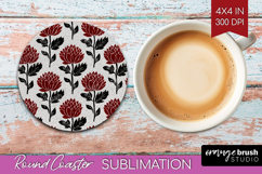 Scandi Flowers Round Coaster - Scandinavian Coaster PNG Product Image 1