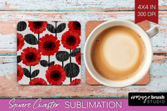 Scandi Flowers Square Coaster - Scandinavian Coaster PNG Product Image 1