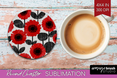 Scandi Flowers Round Coaster - Scandinavian Coaster PNG Product Image 1