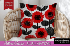 Scandi Flowers Pillow Sublimation - Scandinavian Pillow PNG Product Image 1