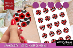 Scandi Flowers Round Sticker - Scandinavian Printable Sheet Product Image 1