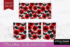 Scandi Flowers Mug Wrap - Scandinavian Mug PNG Sublimation Product Image 1