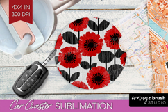 Scandi Flowers Car Coaster - Scandinavian Coaster PNG Product Image 1
