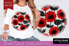 Scandi Flowers Round Tshirt Background - Scandinavian PNG Product Image 1