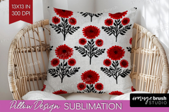 Scandi Flowers Pillow Sublimation - Scandinavian Pillow PNG Product Image 1