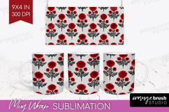 Scandi Flowers Mug Wrap - Scandinavian Mug PNG Sublimation Product Image 1