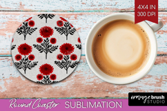 Scandi Flowers Round Coaster - Scandinavian Coaster PNG Product Image 1