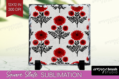 Scandi Flowers Slate PNG - Scandinavian Square Slate Product Image 1