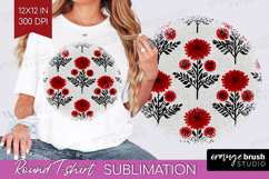 Scandi Flowers Round Tshirt Background - Scandinavian PNG Product Image 1