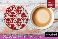 Scandi Flowers Round Coaster - Scandinavian Coaster PNG Product Image 1