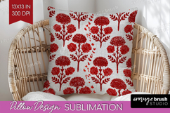 Scandi Flowers Pillow Sublimation - Scandinavian Pillow PNG Product Image 1