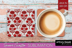 Scandi Flowers Square Coaster - Scandinavian Coaster PNG Product Image 1