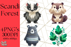 Scandi Forest Flora Clipart, Nordic Folk Art Clip Art Png Product Image 1