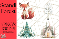 Scandi Forest Flora Clipart, Nordic Folk Art Clip Art Png Product Image 1