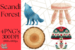 Scandi Forest Flora Clipart, Nordic Folk Art Clip Art Png Product Image 1