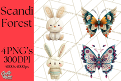 Scandi Forest Flora Clipart, Nordic Folk Art Clip Art Png Product Image 1