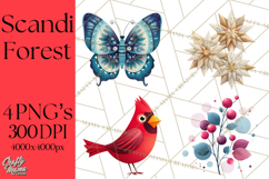 Scandi Forest Flora Clipart, Nordic Folk Art Clip Art Png Product Image 1