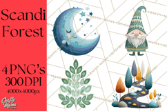 Scandi Forest Flora Clipart, Nordic Folk Art Clip Art Png Product Image 1