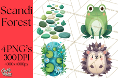 Scandi Forest Flora Clipart, Nordic Folk Art Clip Art Png Product Image 1