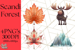 Scandi Forest Flora Clipart, Nordic Folk Art Clip Art Png Product Image 1