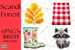 Scandi Forest Flora Clipart, Nordic Folk Art Clip Art Png Product Image 1