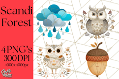 Scandi Forest Flora Clipart, Nordic Folk Art Clip Art Png Product Image 1