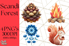 Scandi Forest Flora Clipart, Nordic Folk Art Clip Art Png Product Image 1