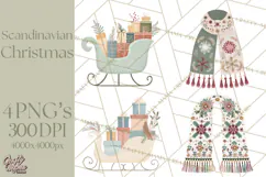 Minimalist Scandinavian Christmas PNG, Nordic Holiday Product Image 1