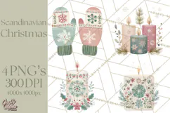 Minimalist Scandinavian Christmas PNG, Nordic Holiday Product Image 1
