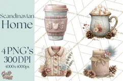 Hygge Winter Home Clipart PNG Neutral Cozy Decor Product Image 1