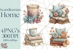 Hygge Winter Home Clipart PNG Neutral Cozy Decor Product Image 1