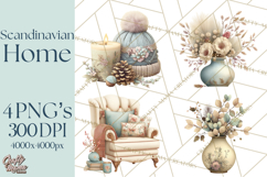 Hygge Winter Home Clipart PNG Neutral Cozy Decor Product Image 1