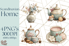 Hygge Winter Home Clipart PNG Neutral Cozy Decor Product Image 1