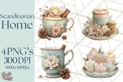 Hygge Winter Home Clipart PNG Neutral Cozy Decor Product Image 1