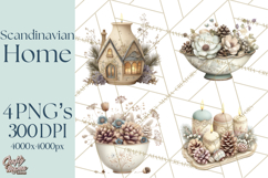 Hygge Winter Home Clipart PNG Neutral Cozy Decor Product Image 1
