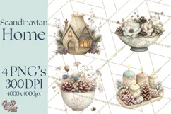 Hygge Winter Home Clipart PNG Neutral Cozy Decor Product Image 1