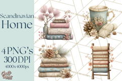Hygge Winter Home Clipart PNG Neutral Cozy Decor Product Image 1