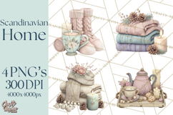 Hygge Winter Home Clipart PNG Neutral Cozy Decor Product Image 1