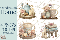 Hygge Winter Home Clipart PNG Neutral Cozy Decor Product Image 1