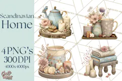 Hygge Winter Home Clipart PNG Neutral Cozy Decor Product Image 1