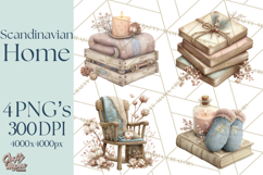 Hygge Winter Home Clipart PNG Neutral Cozy Decor Product Image 1