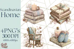Hygge Winter Home Clipart PNG Neutral Cozy Decor Product Image 1