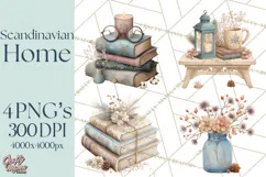 Hygge Winter Home Clipart PNG Neutral Cozy Decor Product Image 1