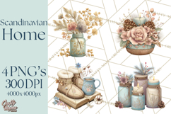 Hygge Winter Home Clipart PNG Neutral Cozy Decor Product Image 1