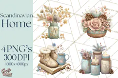 Hygge Winter Home Clipart PNG Neutral Cozy Decor Product Image 1