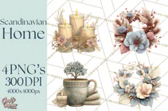 Hygge Winter Home Clipart PNG Neutral Cozy Decor Product Image 1