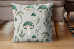 scandinavian mushroom folk, minimalist nordic design, dala style background, simple clean paper, modern home art, hygge decor pattern, line art mushroom, neutral palette design, interior design print, folk art mushroom