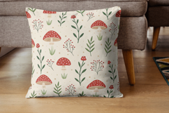 scandinavian mushroom folk, nordic minimalist art, dala folk pattern, cozy neutral background, modern home style, hygge decor paper, line art mushroom, rustic warm palette, interior design print, folk art mushroom