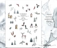 Scandinavian watercolor christmas clipart 